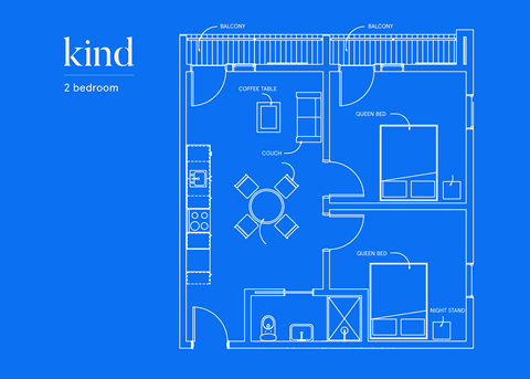 Floor plan for 2 beds, 1 bath, 620 sqft